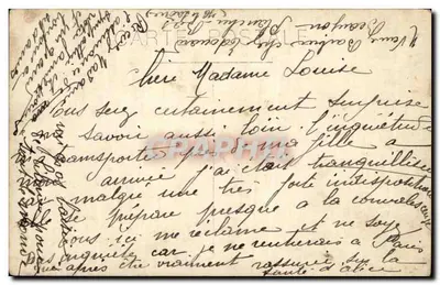 Menina e cachorro — jardim — Carta postal anônima — Verso