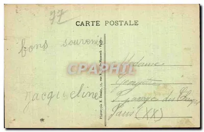 Zamek w RENTILLY (S.-et-M.) — widok zamku z basenem i statuami — Phototypie E. Desals, Paryż — Rewers