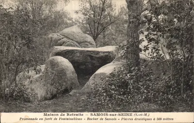 Casa de Aposentadoria – SAMOIS-sur-SEINE (S.-et-M.) – Caminhada na floresta de Fontainebleau – Rocher de Samois – Pedras druidicas a 500 metros