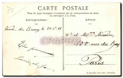 Cernay-la-Ville (S.-et-O.) — A Vista do Molino Pequeno — A. Eourdier, editor-imprensa, Versailles — Verso
