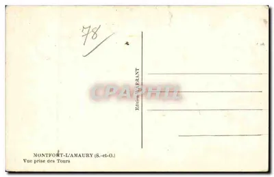 Montfort-l'Amaury — vue prise des Tours — Edition Warrant — Verso