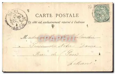 Tarjeta postal antigua Fontainebleau Nuevo Hotel de Correos — Reverso