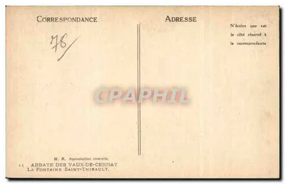 Abadia dos Vaux-de-Cernay — Fonte de São Tibúlio — H. R. Reprodução Proibida — Verso