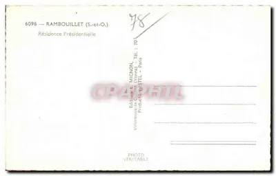 Castelo de Rambouillet — Residência Presidencial — Editor E. Mignon, n°6096 — Verso