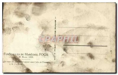 Funerales del mariscal Foch — 26 de marzo de 1929 — Henri Manuel Fot. — Reverso