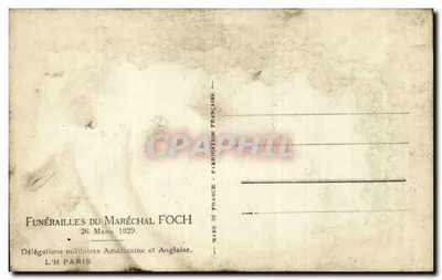 Funerales del mariscal Foch — Delegaciones militares estadounidense y británica — L'H Paris — Reverso