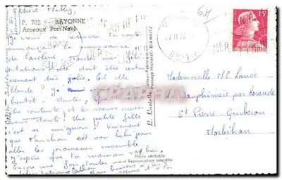 Vista da catedral de Bayonne — rua comercial — editor Laviolle, n° P. 702 — Verso