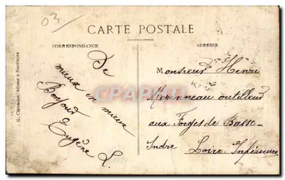 Camponesa dos Arredores de Montluçon — Em Bourbonnais — G. Ciremont, editor em Montluçon, n°204 — Verso