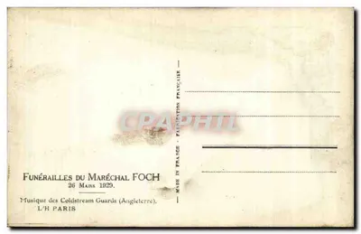 Pogrzeb Marszałka Focha — Muzyka Coldstream Guards — Paryż 1929 — Rewers