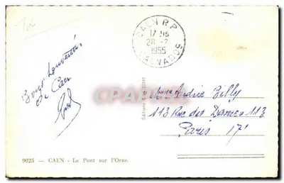 CAEN — O Ponte sobre a Orne — Éditions Cartsigny, n° 9025 — Verso