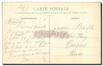 Lisieux - A Rue de la Paix, n° 30 — Vista de casas normandas e igreja gótica — Blanche, Edit. Duche-Tribouillard — Verso