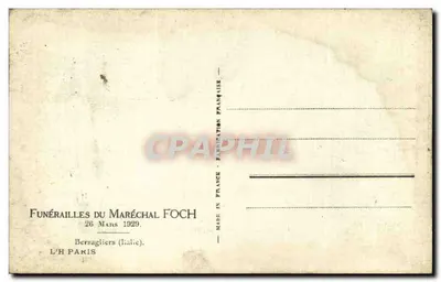 Funerali del Maresciallo Foch — Bersaglieri (Italia) — L'H Paris — Verso