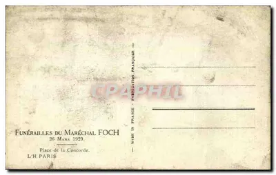 Funerais do mariscal Foch — 26 de março de 1929 — Praça da Concórdia — edição francesa — Verso