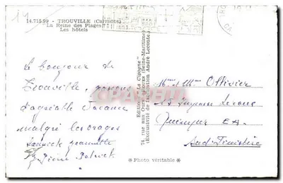 TROUVILLE - Os hotéis — Edições 'La Cigogne' — Verso