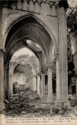 Ruínas da igreja Saint-Waast — Nef lateral — Armentières — Editor Levy fils et Cie, Paris, n° 508