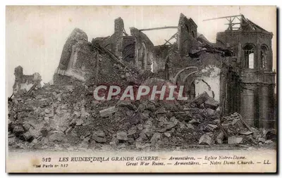 Armentières — Igreja de Nossa Senhora destruída — Editor Lévy Fils & Cie, Paris, n° 512