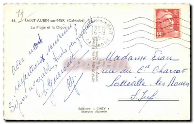 Saint-Aubin-sur-Mer — A Praia e a Digue — Éditions Caby — Verso