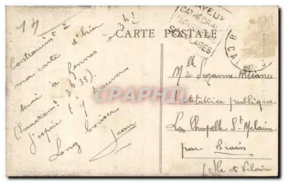 Bayeux — La statua di Alain Chartier — Courtin, edito da Macon — Verso