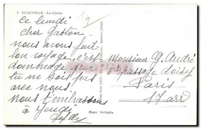 Deauville - O Ciro's — editor Galy, n°7 — Verso