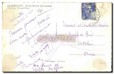 Ouistreham - Riva Bella - Widok z przodu portu - Stara pocztówka — Rewers