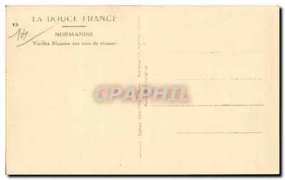 Casas antigas com telhados de colmo — Normandia — Edição de Arte Yvon — Verso