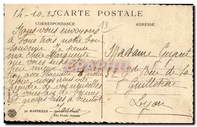 Avenida do Prado — Lyon — editor Floréal, n° 469 — Verso