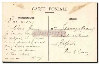 Metzeral (Alto-Alsácia) — Após os terríveis combates de 15 a 24 de junho de 1915 — Visà Thann 262 — Verso
