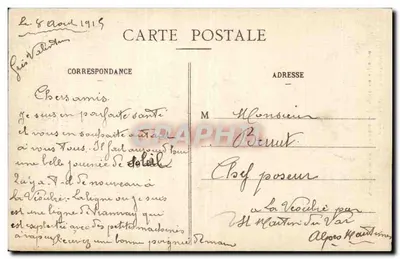A Guerra na Lorena em 1914-1915 — Forma curiosa de um obus de 75 após sua explosão — E. Bastien, lib.-editora, Lunéville — Verso