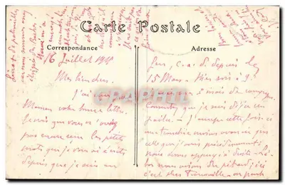 Uszkodzenie spowodowane obusem 210 dnia 21 lutego 1915 — na Ecurie du Grand Bazar (Cour Morczau) — Alchies-Bures, seria 115 — Rewers