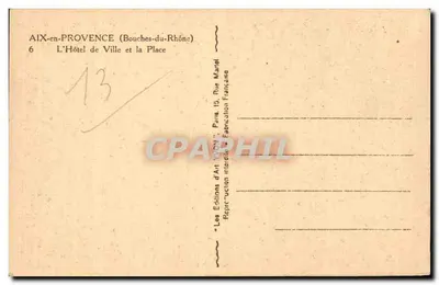 Aix-en-Provence — Het Stadhuis en het Plein — Les Éditions d'Art WON — Achterkant