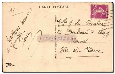 Marsylija - La Canebière — widok portu i budynków — wydawnictwo Glandevès — Rewers
