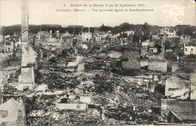 Bilhete postal antigo Militaria Sermaize Batalha da Marne