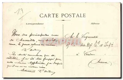 Marseille - Rue Noailles — widok ulicy z tramwajem i handlem — Rewers