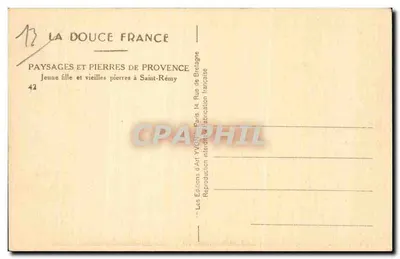 Joven muchacha y viejas piedras en Saint-Rémy — Les Éditions d'Art Yvonne, Paris — Reverso