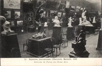 Exposição Internacional de Eletricidade — Interior do Palácio das Artes Plásticas — Marseille, 1908