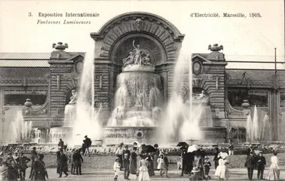 Exposição Internacional de Eletricidade — Fontes Luminosas — Marselha, 1908 — Foto stélera Baudouin, Vincent, Marselha