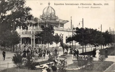 Exposição Internacional de Eletricidade. Marselha, 1908. A Grande Cervejaria — Foto Atelier Vincent, Marselha, n°57