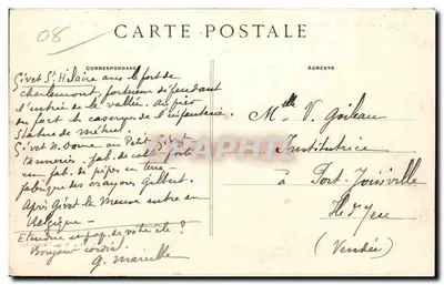 Givet — Vista Geral — O grande e o pequeno Givet unidos por uma ponte de pedra construída por ordem de Napoleão I, em 1811. Édit. Charleville — Verso
