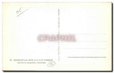 Beaulieu-sur-Mer i Kap Ferrat — widok z południowej Corniche — C.A.I. Paryż — Rewers