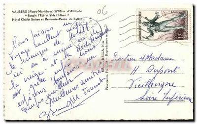 Valberg (Alpes-Maritimes) — Hôtel Châtel Suisse et Remonte-Pente de Fallot — Wydawnictwo Rella, Nice — Rewers