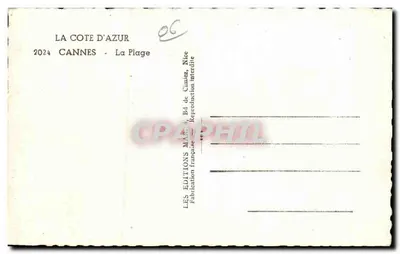 Cannes - A Praia — A Costa Azul — Edições da Costa Azul — Verso