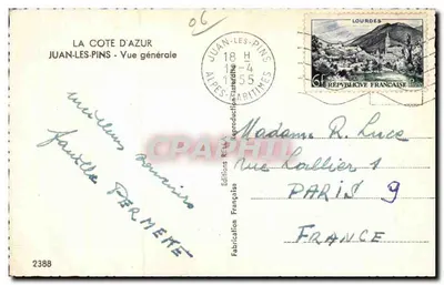 Juan-les-Pins — Vue générale — Editions Rella n°2388 — Reverso