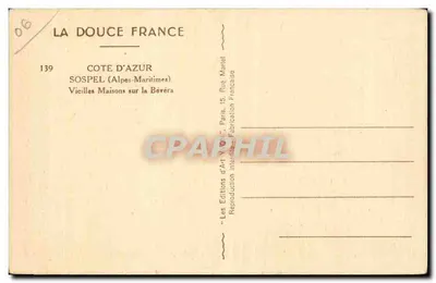 Sospel — Velhas Casas na Bévéra — La Douce France, n°139 — Verso