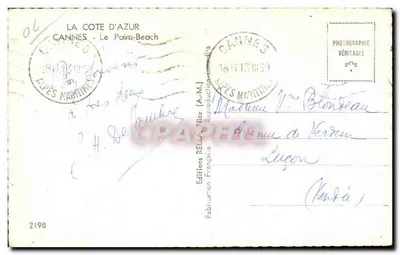 Cannes - Le Palm-Beach — Wydawca: Editions Rella-Nice (A.M.) n°2198 — Rewers