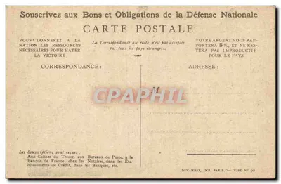 Żołnierz w akcji — Slogan patriotyczny — Devambez, Wyd. Paris, Wzór N° 90 — Rewers