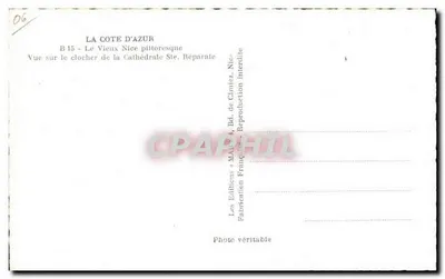 El campanario de la Catedral de Santa Reparata — Niza — Ediciones de la Costa Azul — Reverso