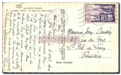 Widok wybrzeża Côte d'Azur — Nice — Wydawca: Les Éditions Françaises — Rewers
