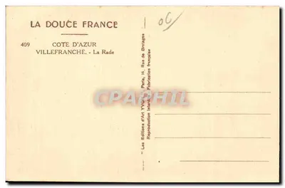 Villefranche-sur-Mer — haven met oorlogsschepen — La Douce France, n°409 — Achterkant