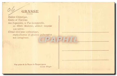 Grasse — Klimatische und touristische Station — Foto von Weyer — Rückseite