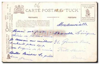 Nice, Pałac Jetée - Promenada — Orlatte, seria 1904 — Rewers